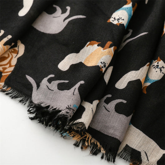 Bufanda Térmica de Algodón y Lino con Diseño de Gatos - Accesorio Fashion - Image 23
