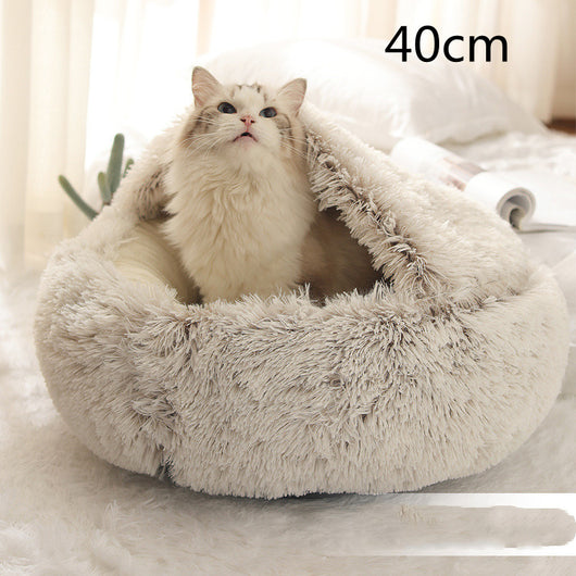 Cama 2 en 1 para Perros y Gatos - Cama Cálida de Felpa Suave Tipo Casa - Image 15