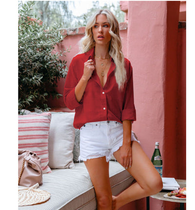 Blusa Cardigan Suelta con Solapa y Botones - Camisa Manga Larga para Mujer - Image 22