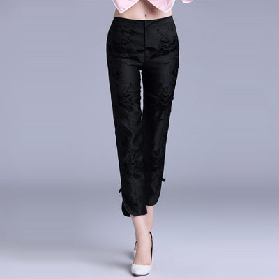 Pantalones Casuales Bordados Slim Fit Tipo Capri - Tendencia Actual - Image 8