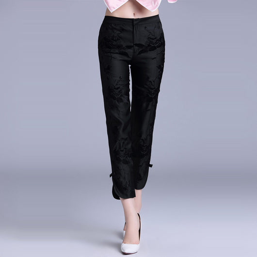 Pantalones Casuales Bordados Slim Fit Tipo Capri - Tendencia Actual - Image 8