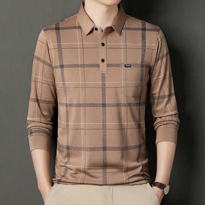 Polo Casual de Rayas Manga Larga para Hombre - Otoño - Image 8
