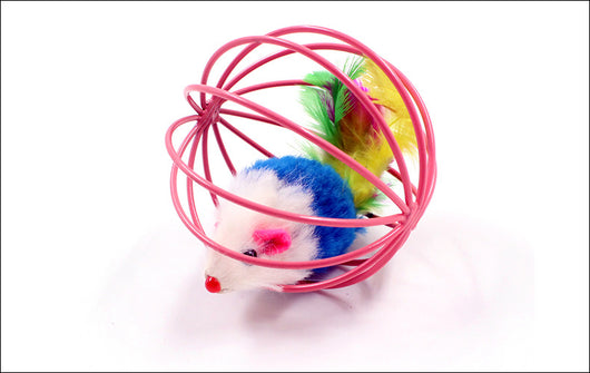 Juguete Interactivo para Gatos con Plumas y Ratón en Jaula - Image 6