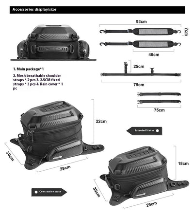 Mochila Expandible 15L para Motocicleta con Carcasa Rígida - Image 7