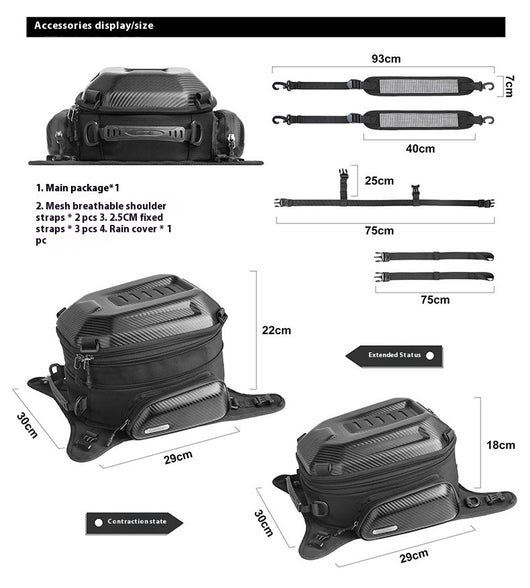 Mochila Expandible 15L para Motocicleta con Carcasa Rígida - Image 7