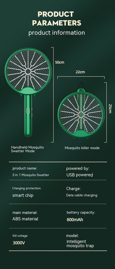 Lámpara Antimosquitos 3 en 1 Recargable con Matamoscas - Image 10