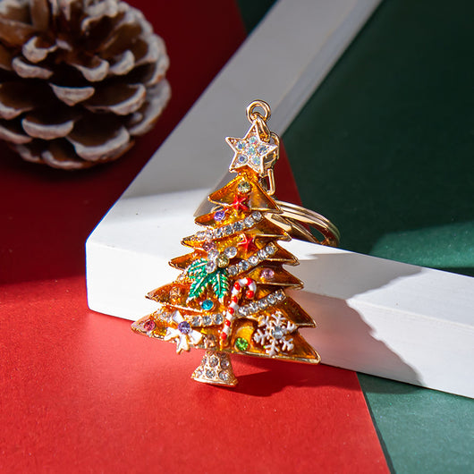 Llavero Navideño Árbol de Navidad con Gotas de Diamante Europeo y Americano - Image 6