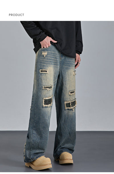 Pantalones Vaqueros Rotos Camuflaje Estilo Urbano Americano para Hombre - Image 15