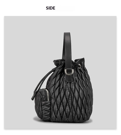 Bolso de Hombro Acolchado Nylon con Cordón y Diseño Rombo - Image 10