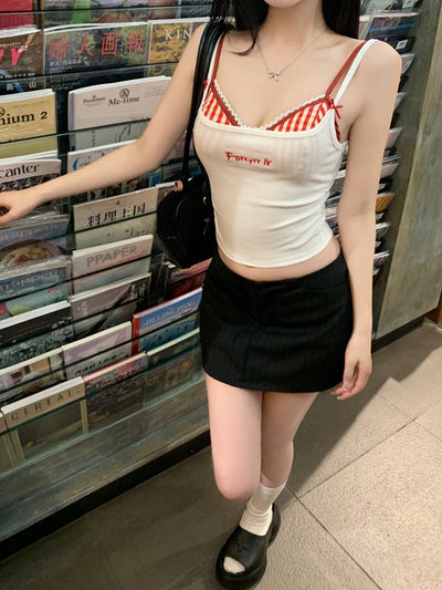 Blusa Corta Blanca con Encaje y Efecto Dos Piezas - Image 23