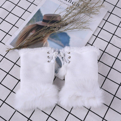 Guantes Mitones de Pelo de Conejo y Gamuza - Image 7