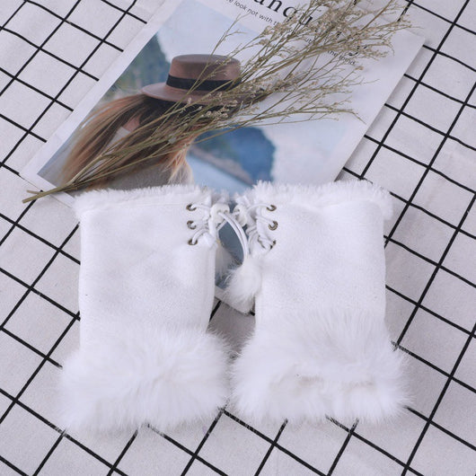Guantes Mitones de Pelo de Conejo y Gamuza - Image 7