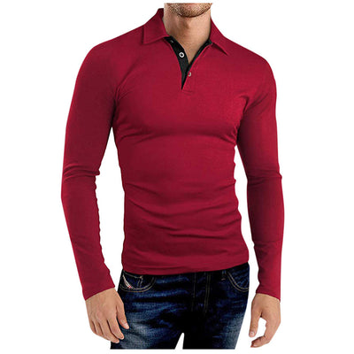Camiseta Manga Larga Cuello Solapa Hombre - Colores Sólidos - Image 10