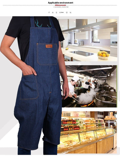 Delantal de Trabajo Denim Desarmable con Bolsillos y Protección Antitinta - Image 7