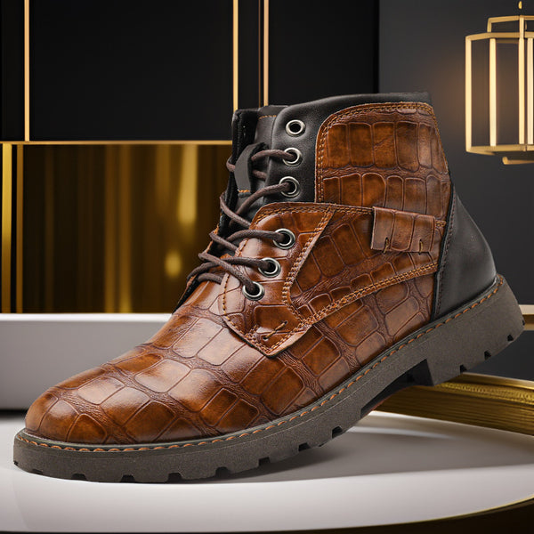 Botas de Cuero Retro con Cierre Lateral para Aventuras Urbanas
