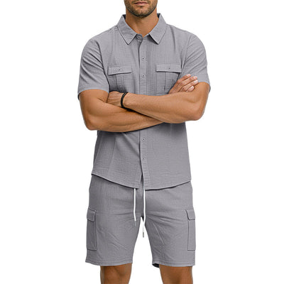 Conjunto Camisa Tipo Polo con Solapa y Shorts Multibolsillos - Image 23