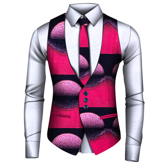 Conjunto de Tres Piezas Africano para Hombre: Camisa, Chaleco y Corbata - Image 2
