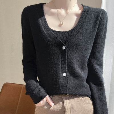 Cardigan Corto de Cachemira Tejida con Mangas Largas para Mujer - Image 7
