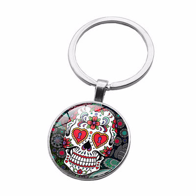 Dije Calavera de Azúcar - Llavero Metal con Gema de Tiempo
