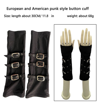 Guantes Punk Kunoichi Dedos Libres Negro Intenso - Image 14