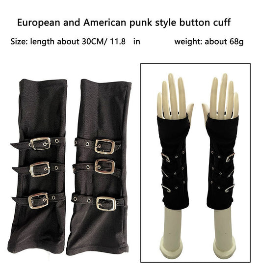 Guantes Punk Kunoichi Dedos Libres Negro Intenso - Image 14