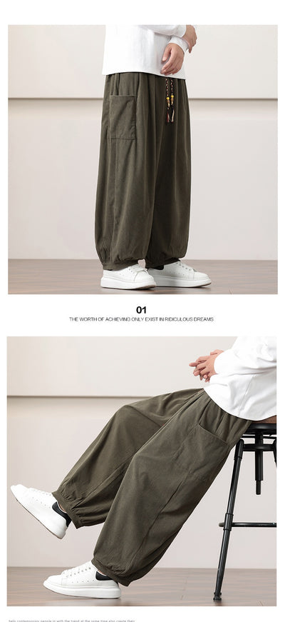 Pantalones Harem de Pana Otoño Estilo Chino para Hombre - Image 28