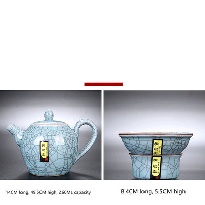 Juego de Té Celadón Ge Kiln Heredado con Acabado Agrietado - Image 10