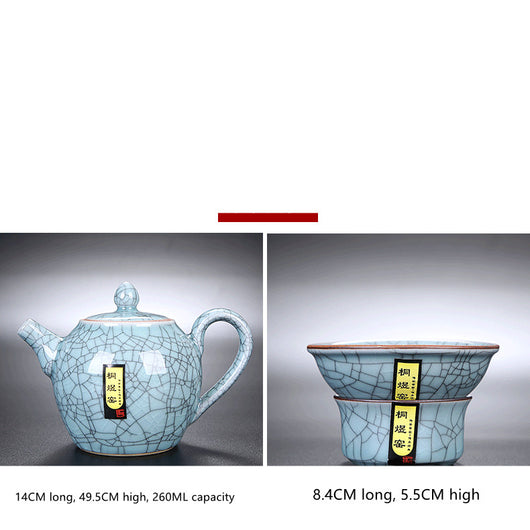 Juego de Té Celadón Ge Kiln Heredado con Acabado Agrietado - Image 10