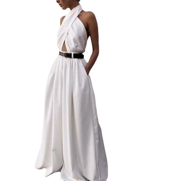 Jumpsuit Elegante sin Mangas con Espalda Descubierta para Mujer