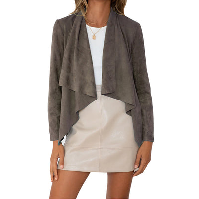 Chaqueta Casual de Terciopelo Gamuza Sintética con Solapa Temperamento - Image 14