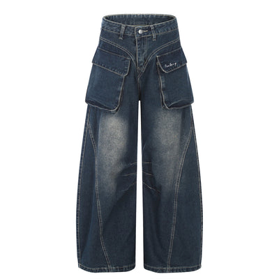 Pantalones Vaqueros Anchos de Cintura Alta con Bolsillos Funcionales - Image 8