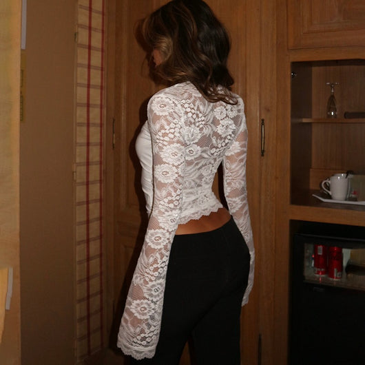 Blusa Manga Larga con Encaje y Detalles Calados - Image 19