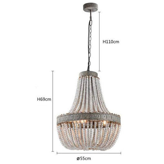 Lámpara Colgante de Cuentas de Madera con Acabado Rústico para Sala y Estudio - Image 8