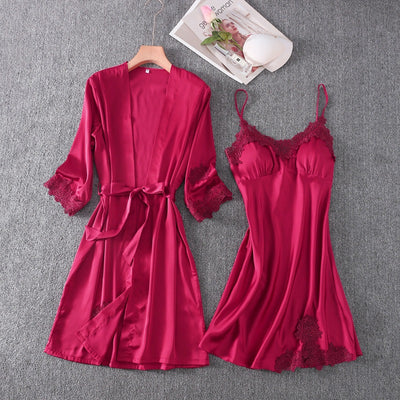 Camisón Corto Sensual con Tirante de Seda Helada y Soporte de Pecho - Image 39