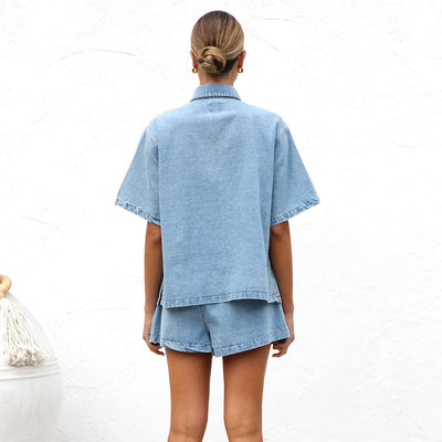 Conjunto de Blusa Suelta con Bolsillos y Pantalón Corto - Image 14