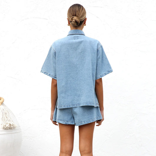 Conjunto de Blusa Suelta con Bolsillos y Pantalón Corto - Image 14