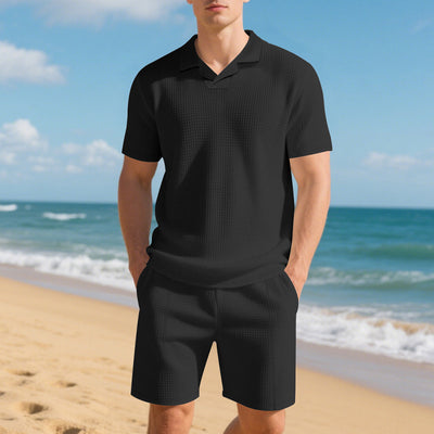 Conjunto Casual de Polo Holgado y Shorts para Hombre - Image 3