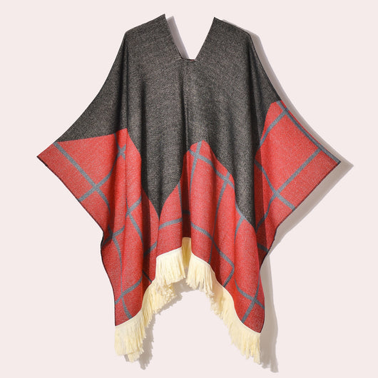 Poncho Denim Estilo Western con Flecos - Abrigo Cálido Unisex para Exteriores - Image 44