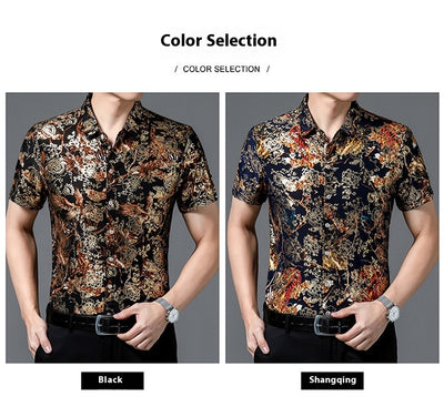 Camisa Estampada de Manga Corta para Hombre Adulto - Tela Fresca Elástica - Image 35