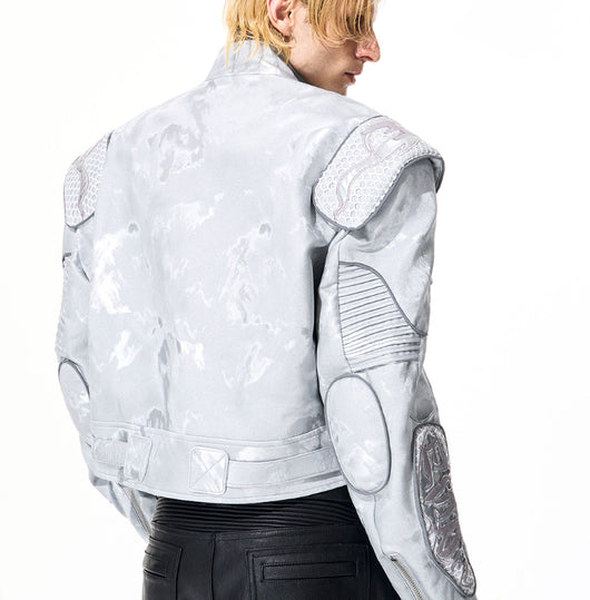 Chaqueta de Cuero Punk Negra para Motociclista - Image 11