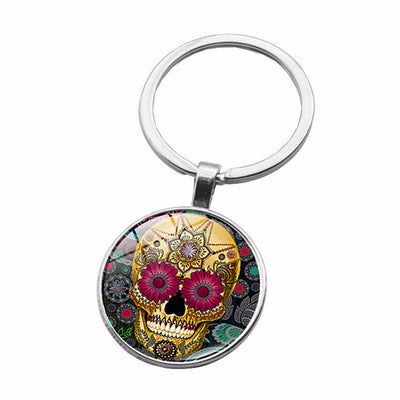 Dije Calavera de Azúcar - Llavero Metal con Gema de Tiempo - Image 2