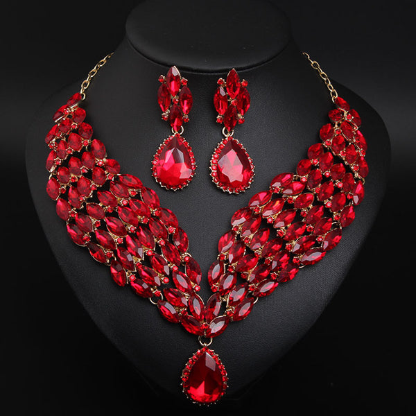 Juego de Collar y Aretes de Cristal Africano