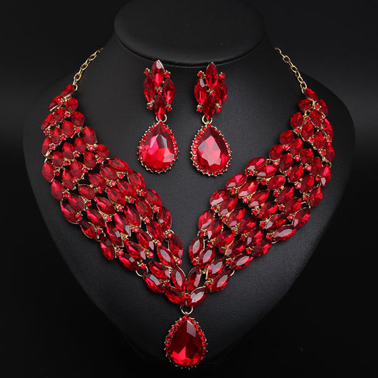Juego de Collar y Aretes de Cristal Africano