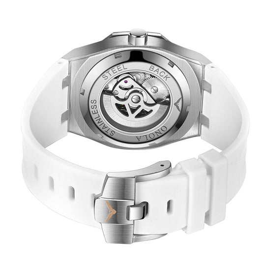 Reloj Automático para Hombre con Banda de Silicona Arcoíris y Diamantes - Image 2
