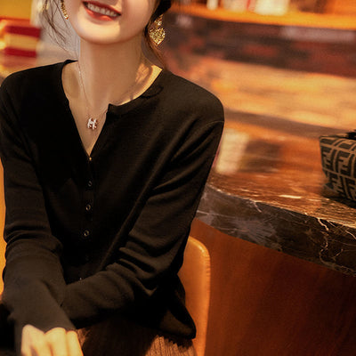 Cardigan Tejido con Cuello Camisero para Mujer