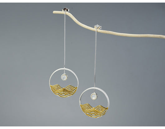 Aretes de Plata Esterlina 925 Concha Amanecer del Mar para Mujer - Image 8