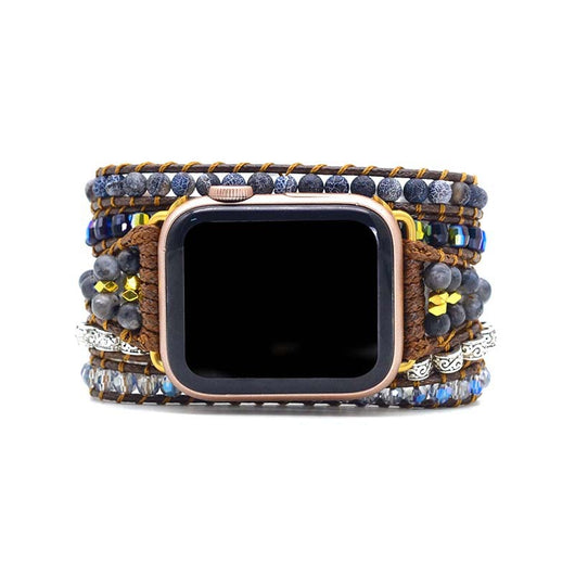 Pulsera Envolvente de 5 Capas Ónix Desgastado con Correa Trenzada Boho - Image 2