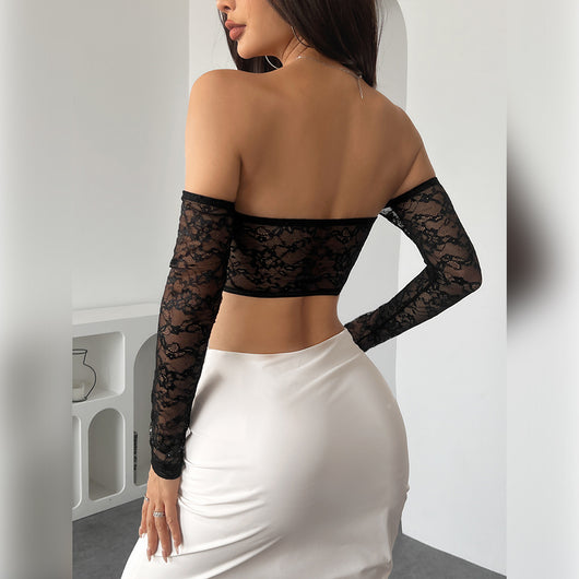 Blusa Elegante Escote Bardot Manga Larga sin Espalda - Image 5