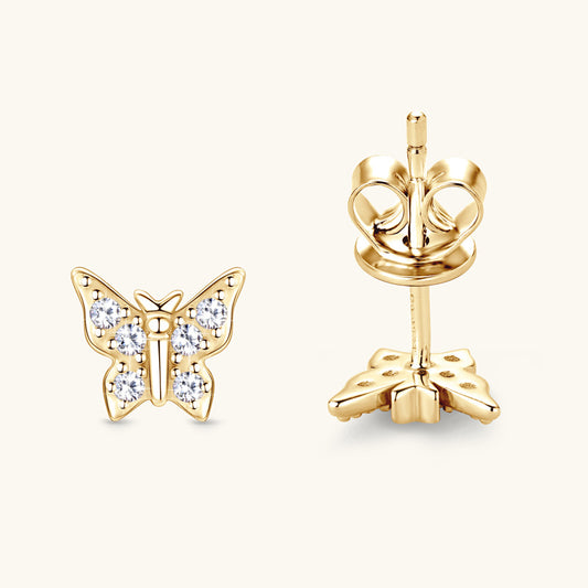 Aretes de Mariposa Moissanita Coreanos en Plata de Ley S925