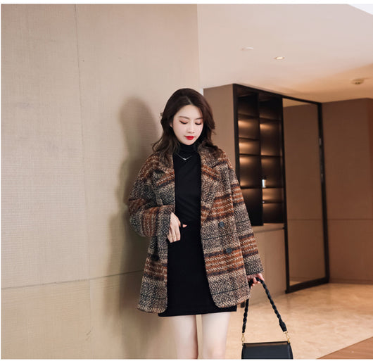 Blazer de Lana Cuadros Tweed Largo Medio - Abrigo Multiuso Moderno - Image 17